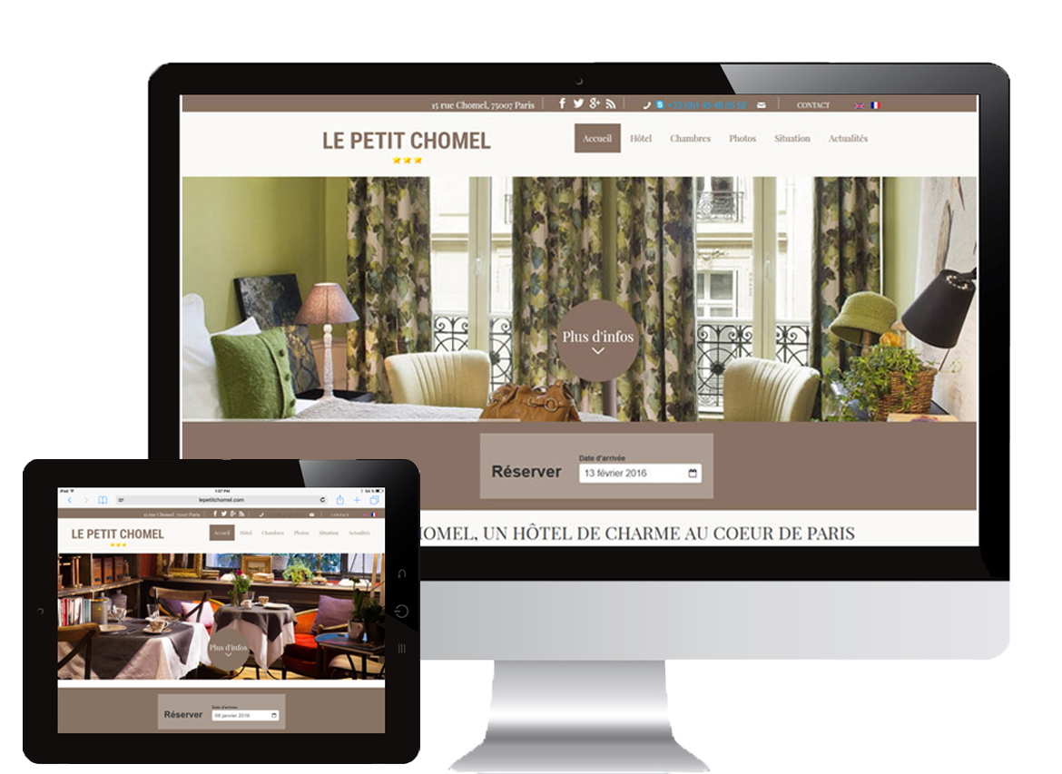 site internet hôtel le petit chomel